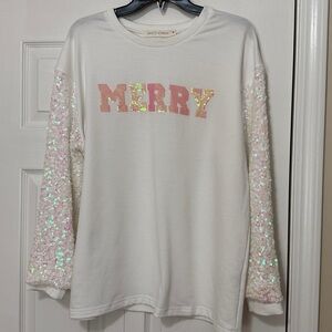 Merry Sequin Sleeve Top